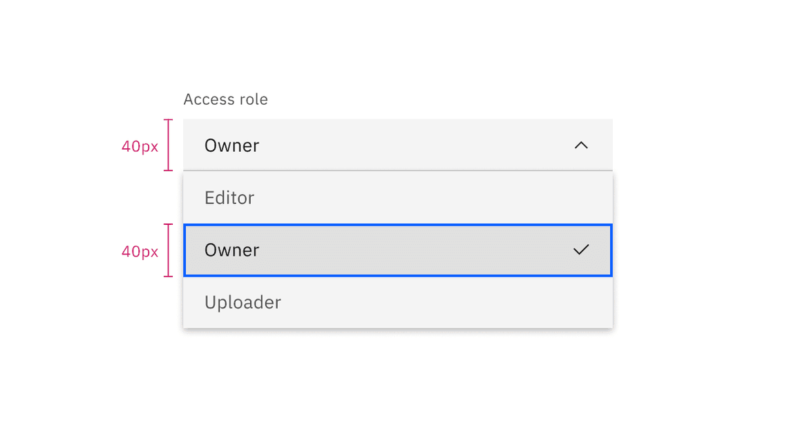 Dropdown field and option size relationship